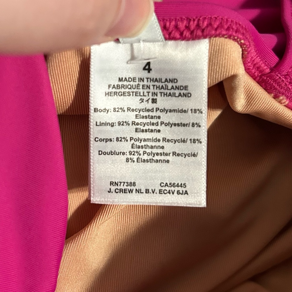 NWT J Crew size 4 deep v neck pink one piece swimsuit bathing suit beach Barbie - Picture 8 of 10
